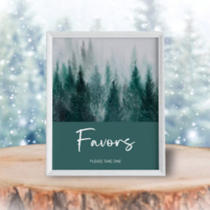 Affiche Pine Tree Forest Aquarelle Vert faveurs