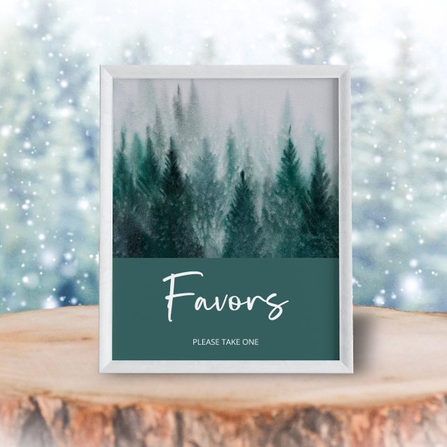 Affiche Pine Tree Forest Aquarelle Vert faveurs (Créateur téléchargé)