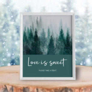 Affiche Pine Tree Forest Aquarelle Vert L'amour est doux