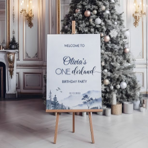 Affiche Pine Trees Hiver Onederland Anniversaire Bienvenue