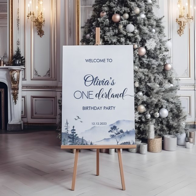 Affiche Pine Trees Hiver Onederland Anniversaire Bienvenue (Créateur téléchargé)