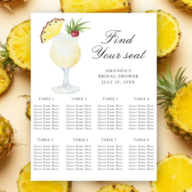 Affiche Pineapple Cocktail Wedding seating chart (Créateur téléchargé)