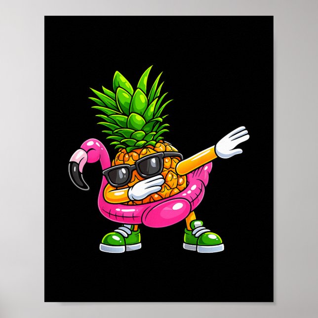Affiche Pineapple Dabbing Flamingo Aloha Hawaii Tropical V (Devant)
