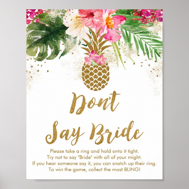 Affiche Pineapple Tropical Floral ne pas dire jeu de marié (Devant)