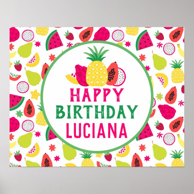 Affiche Pineapple Tutti Frutti Fruit Birthday Party (Devant)
