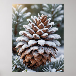 Affiche Pinecone gelé hiver Wonderland Nature
