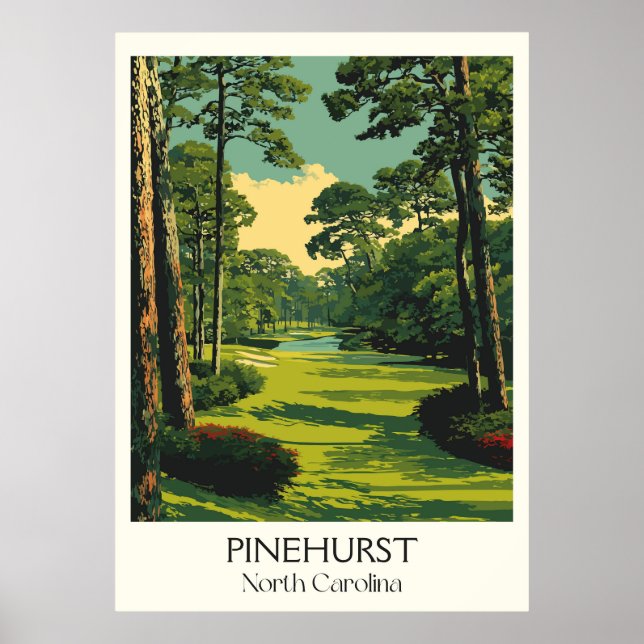 Affiche Pinehurst NC Vintage Golf Course Paysage Art (Devant)
