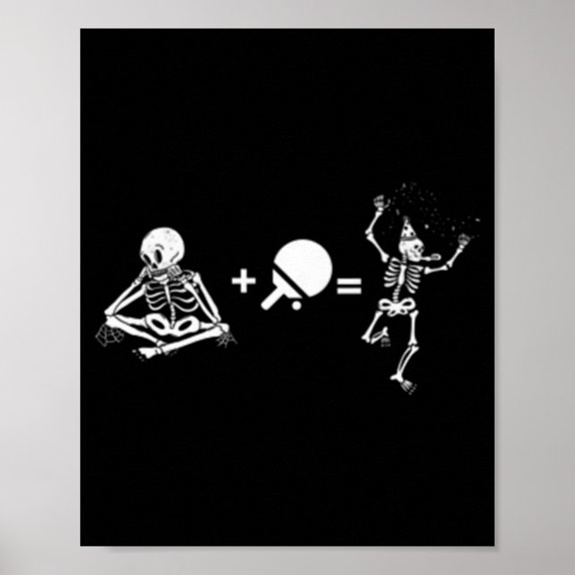 Affiche Ping-pong amusant avec squelette et ping-pong (Devant)