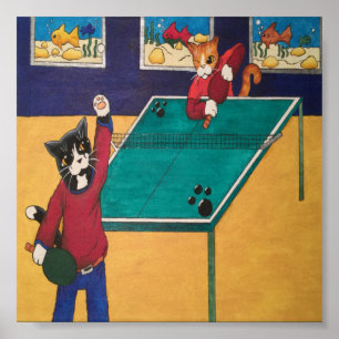 Affiche Ping Pong Cats de tennis de table