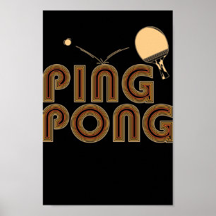 Affiche Ping Pong Kelle mit Ball Tischtennis