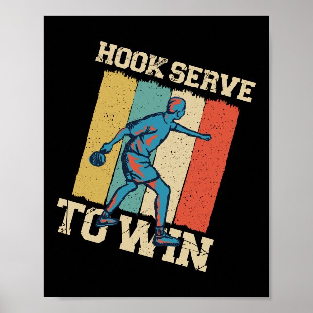 Affiche Ping Pong Table Tennis Hook Sert À Gagner Retro (Devant)