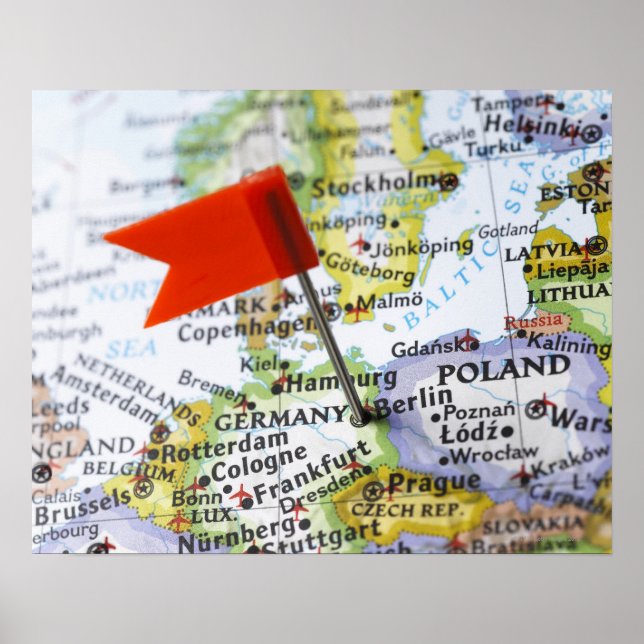 Affiche Pingle de carte placée à Berlin, Allemagne sur la  (Devant)