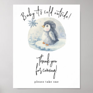 Affiche Pingouin aquarelle - Merci à venir