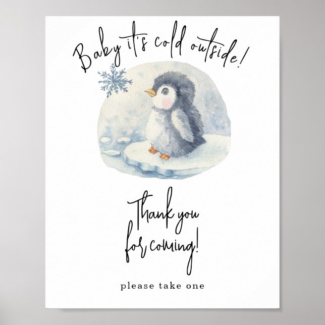 Affiche Pingouin aquarelle - Merci à venir (Devant)