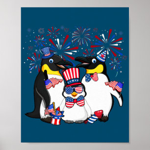 Affiche Pingouin avec feux d'artifice Lunettes de soleil C
