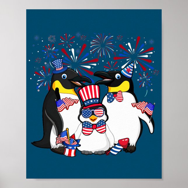 Affiche Pingouin avec feux d'artifice Lunettes de soleil C (Devant)