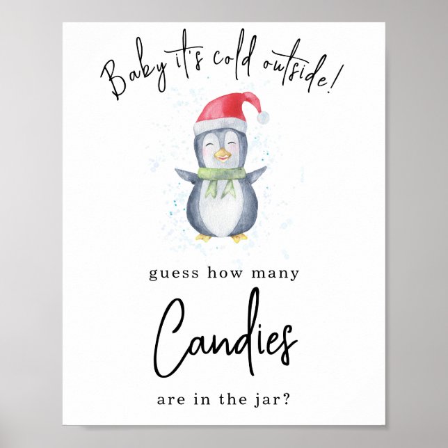 Affiche Pingouin - Combien de bonbons (Devant)