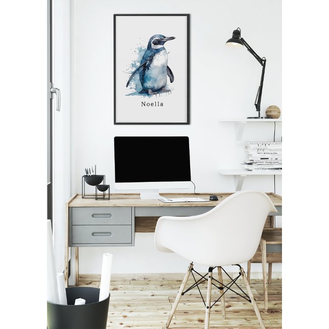 Affiche Pingouin d'aquarelle Arctique, personnalisé (Créateur téléchargé)