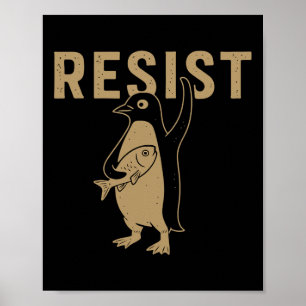 Affiche Pingouin de Fintage Résiste aux pingouins Subtil A