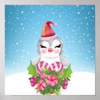 Pingouin de Noël mignon à Santa Hat