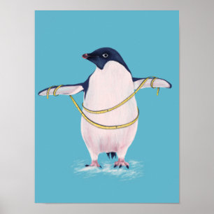 Affiche Pingouin gras à l'alimentation mignonne Oiseau drô