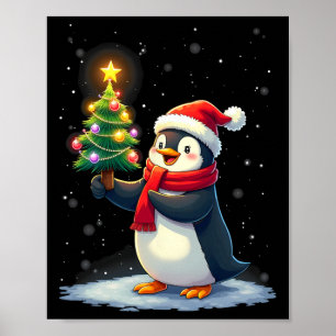 Affiche Pingouin mignon arbre de Noël Pyjama Filles Garçon