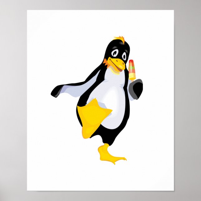 Affiche pingouin mignon avec crème glacée (Devant)