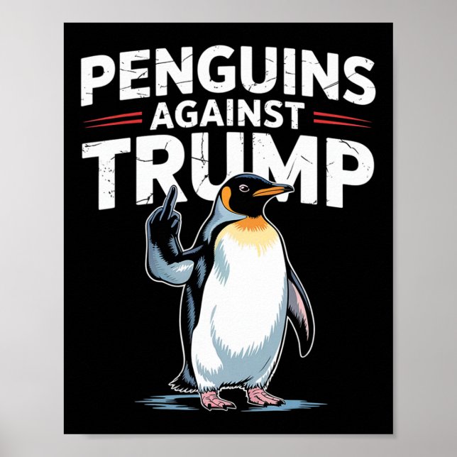 Affiche Pingouin palmes vers le haut résiste aux pingouins (Devant)
