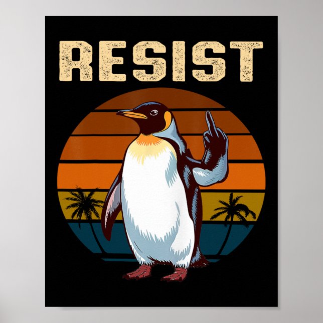 Affiche Pingouin palmes vers le haut résiste aux pingouins (Devant)