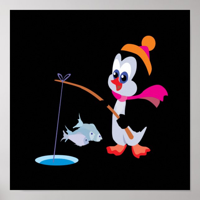 Affiche Pingouin Pêche sur glace 2 (Devant)