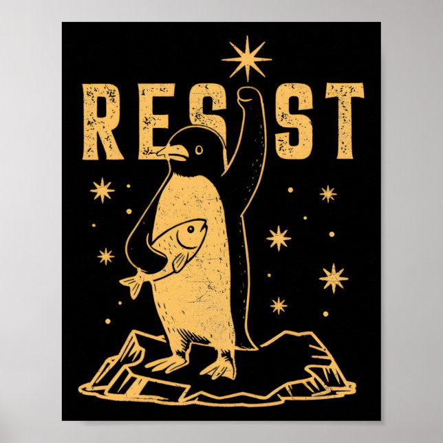 Affiche Pingouin Résiste Manifestation De Pingouins Contre (Devant)