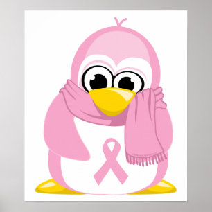 Affiche Pingouin rose de cancer du sein