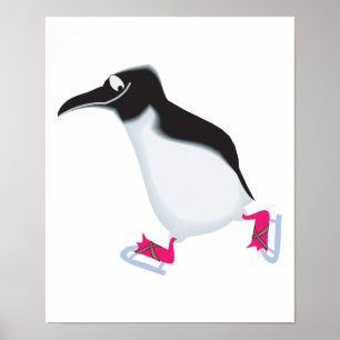 Affiche pingouin sur iceskates