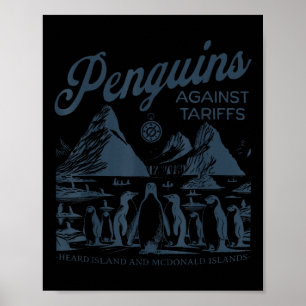 Affiche Pingouins amusants contre les tarifs douaniers Hea