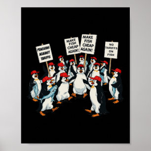 Affiche Pingouins contre les droits de douane Drôle Pengui