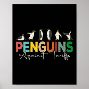 Affiche Pingouins contre les droits de douane Humour Anima