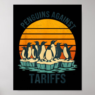 Affiche Pingouins contre les tarifs douaniers Anti Tarifs 