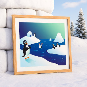 Affiche Pingouins Et Glace