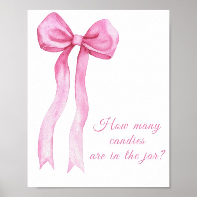 Affiche Pink a bow - devinez combien de bonbons dans le po (Devant)