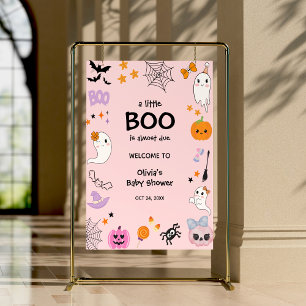 Affiche Pink A Little Boo Baby shower Halloween Bienvenue