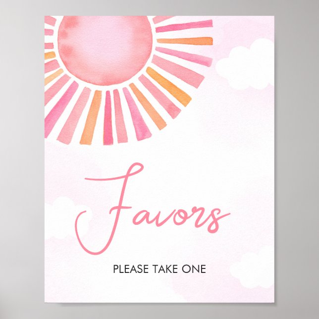 Affiche Pink A Little Ray of Sunshine Baby shower Faveurs (Devant)