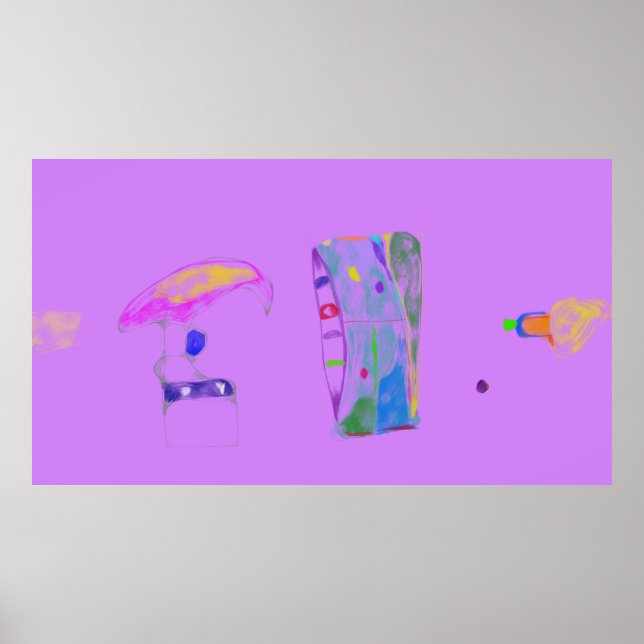 Affiche Pink Abstract Objects Drawing  (Devant)