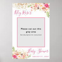 Pink And Gold Floral Baby Shower Photo Prop Frame