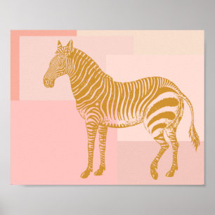 Affiche Pink and Gold Zebra Drawing
