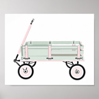 Affiche Pink and Green Toy Wagon Kids Decor Imprimer l'aff