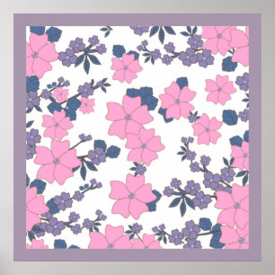 AFFICHE PINK AND PURPLE FLOWER PATTERN