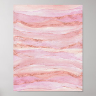 Affiche Pink and Rose Gold Layers Watercolor Painting
