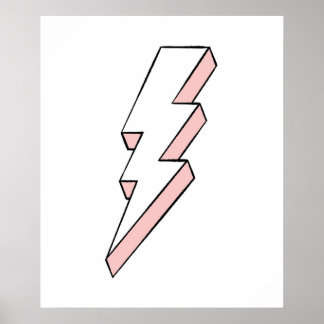 Affiche Pink and White Lightning Bolt with Rough Edges