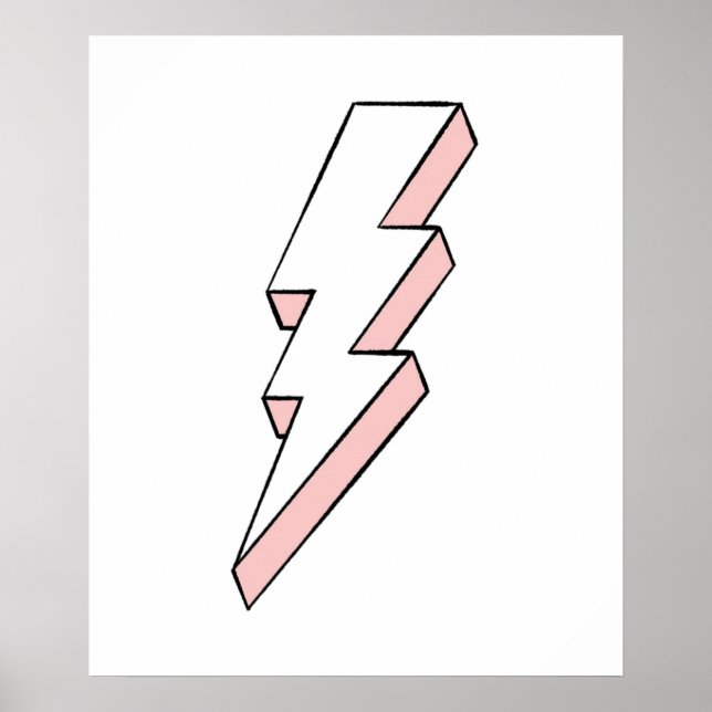 Affiche Pink and White Lightning Bolt with Rough Edges (Devant)