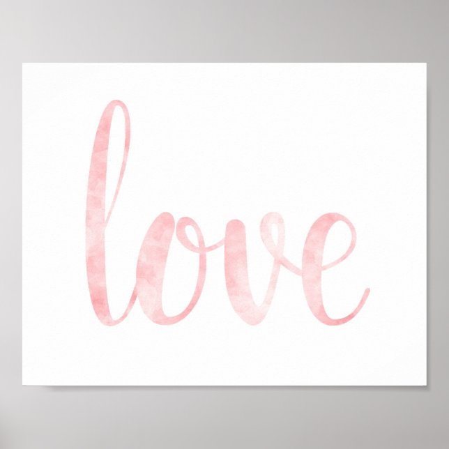Affiche Pink aquarelle mur art, amour (Devant)